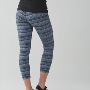 Lululemon Wunder Under Crop (Hi-Rise) Space Dye Twist Sapphire Blue Multi